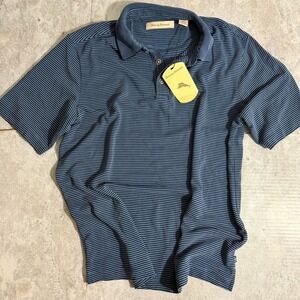 Tommy Bahama Mens Blue Note Striped Polo Shirt Short Sleeve TB21008R Size M NEW